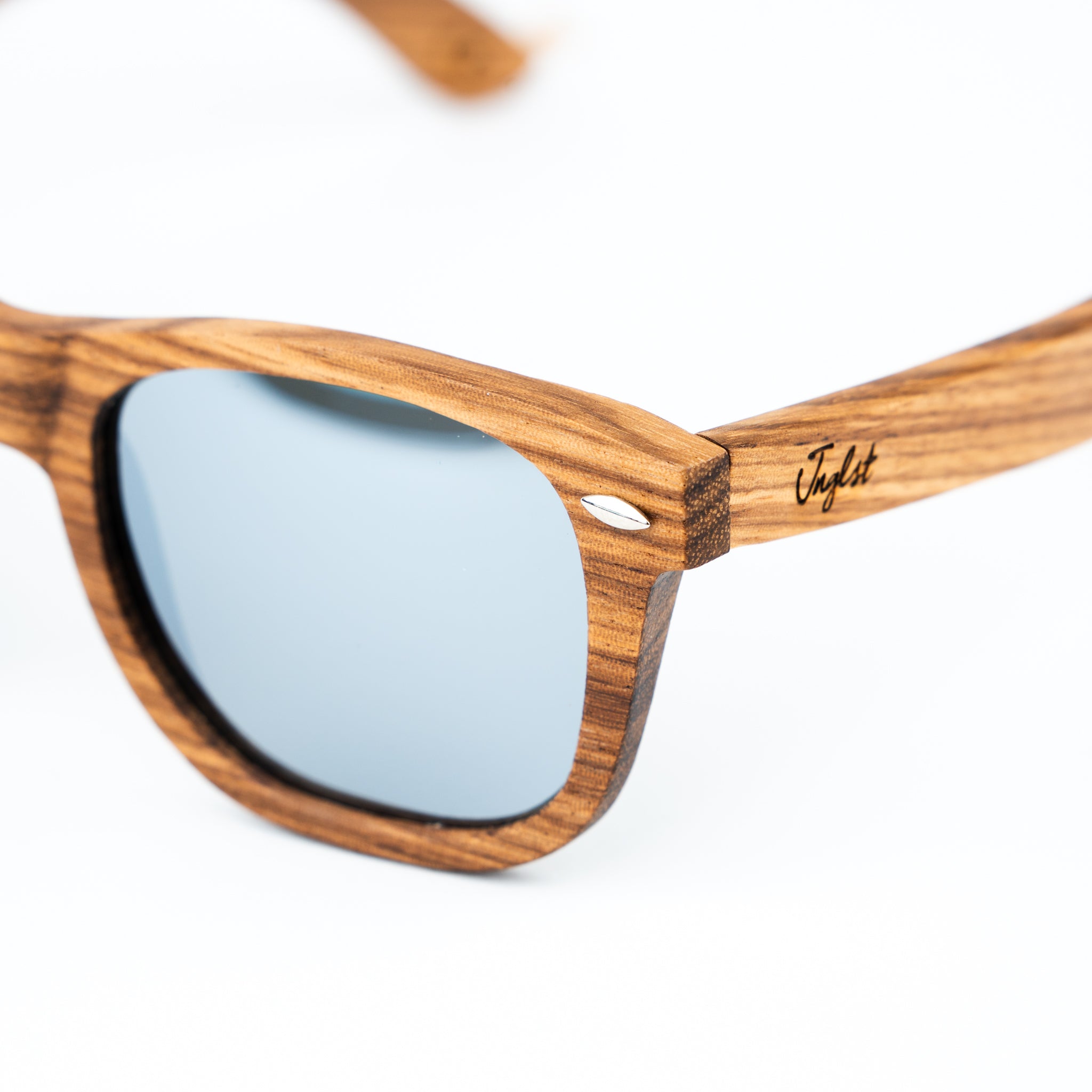 Zebra Wood Sunglasses with Silver Lenses