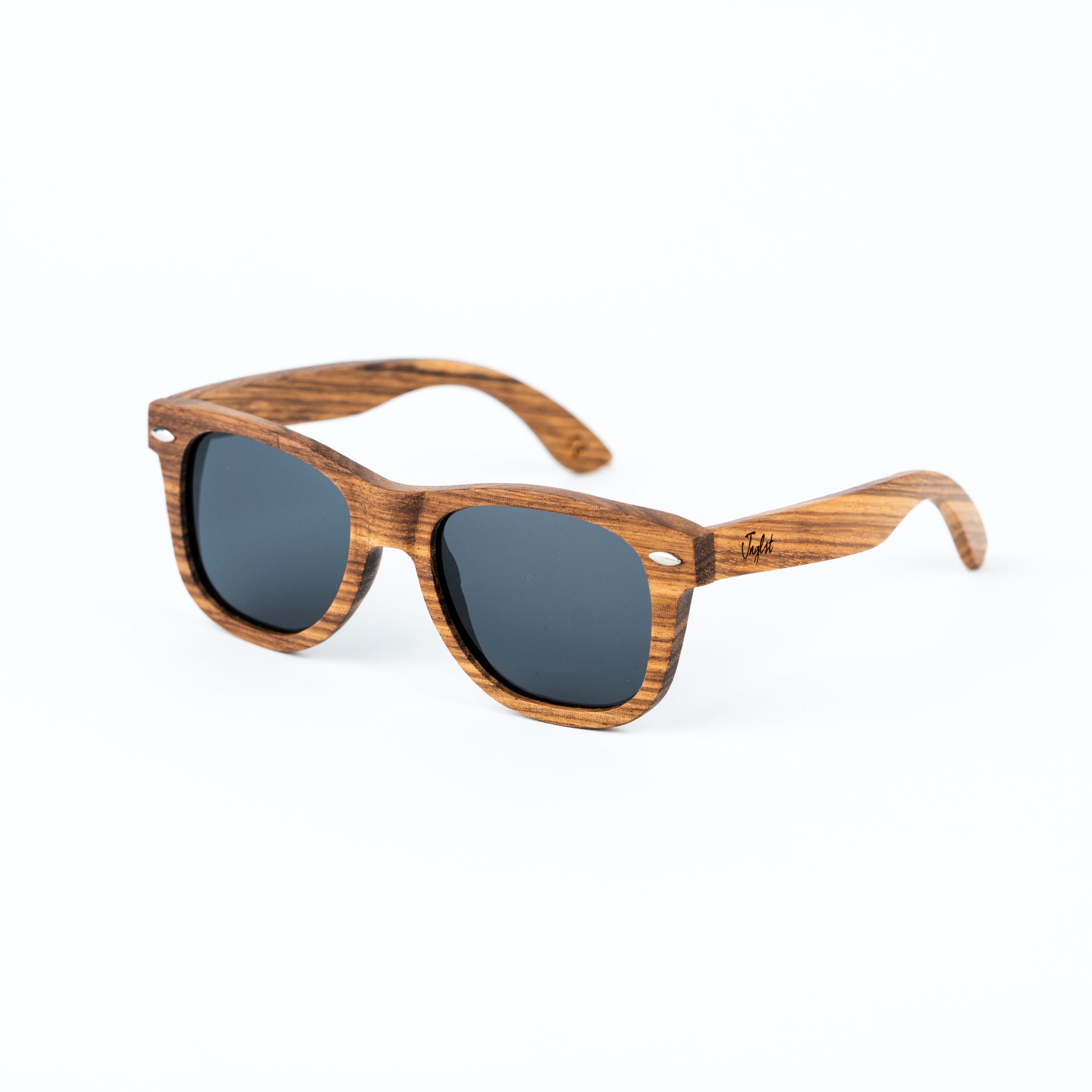 Zebra Wood Sunglasses with Grey Lenses