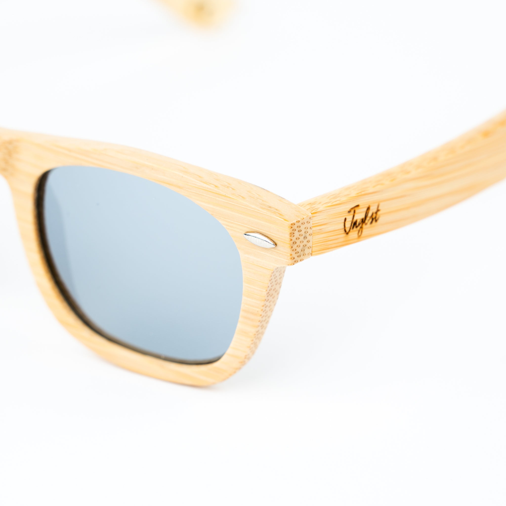 Jnglst Bamboo Rayban Sunglasses with silver lenses