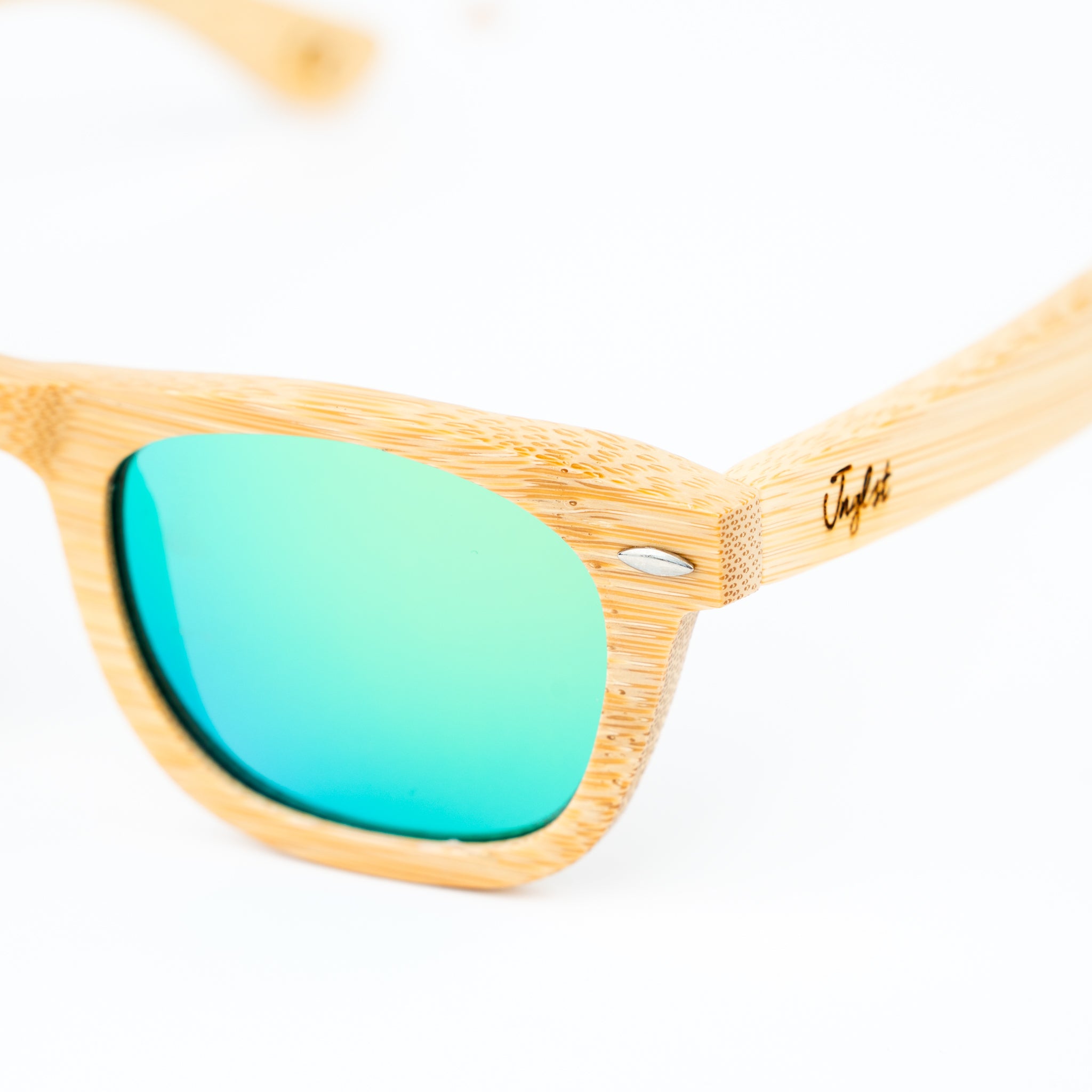 Jnglst Bamboo Rayban Sunglasses with green lenses