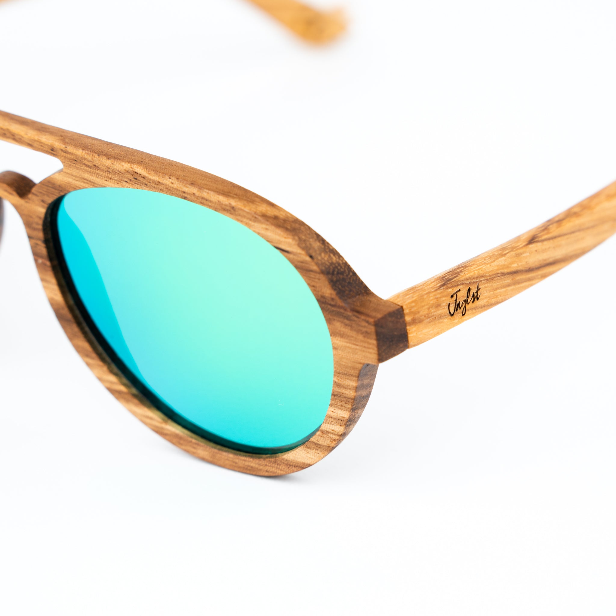 Wooden Tiger Sunglasses with Green Lenses