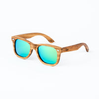 Zebra Wood Sunglasses with Green Lenses