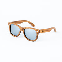 Zebra Wood Sunglasses with Silver Lenses