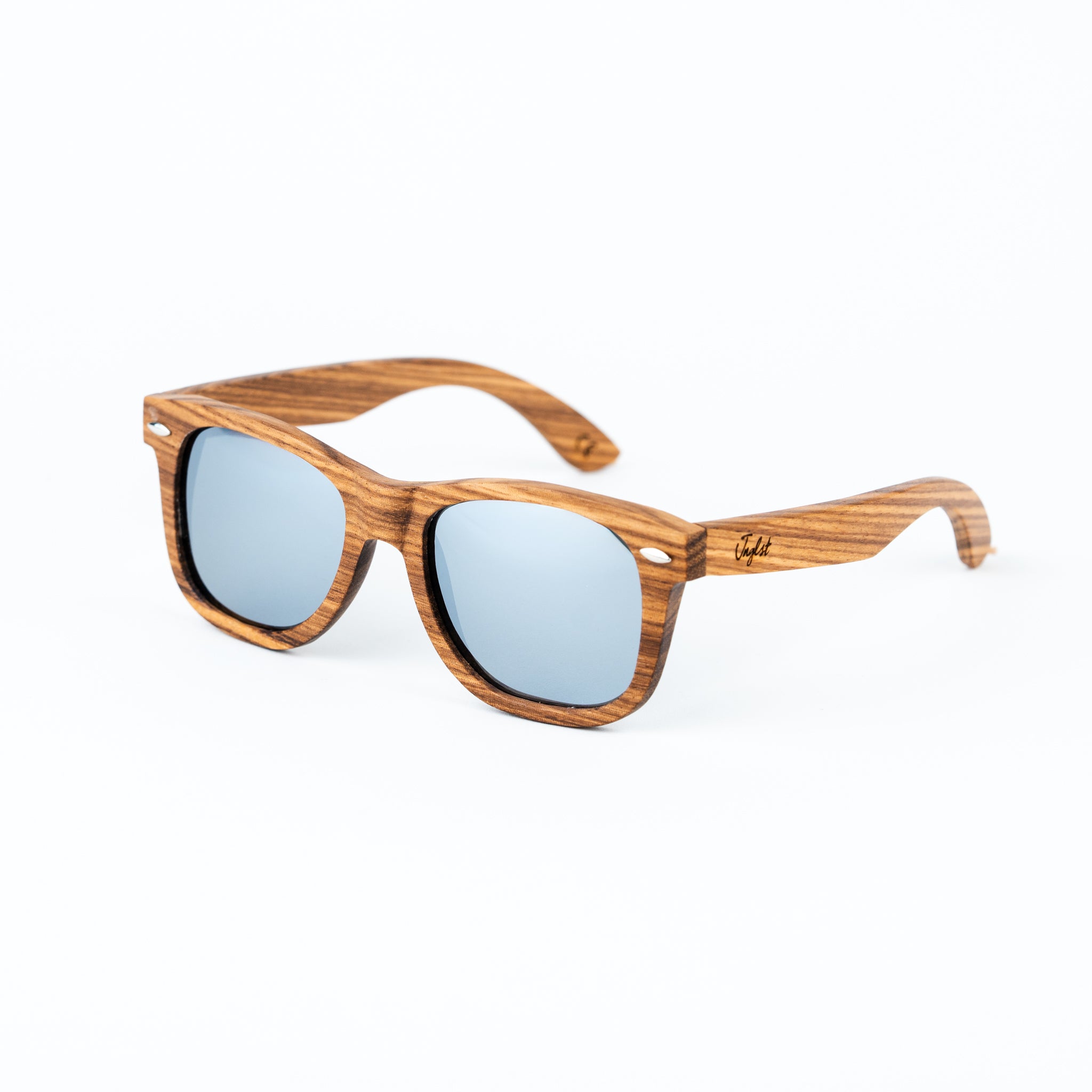 Zebra Wood Sunglasses with Silver Lenses