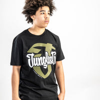 Junglist Black T Shirt with Khaki Jungle print