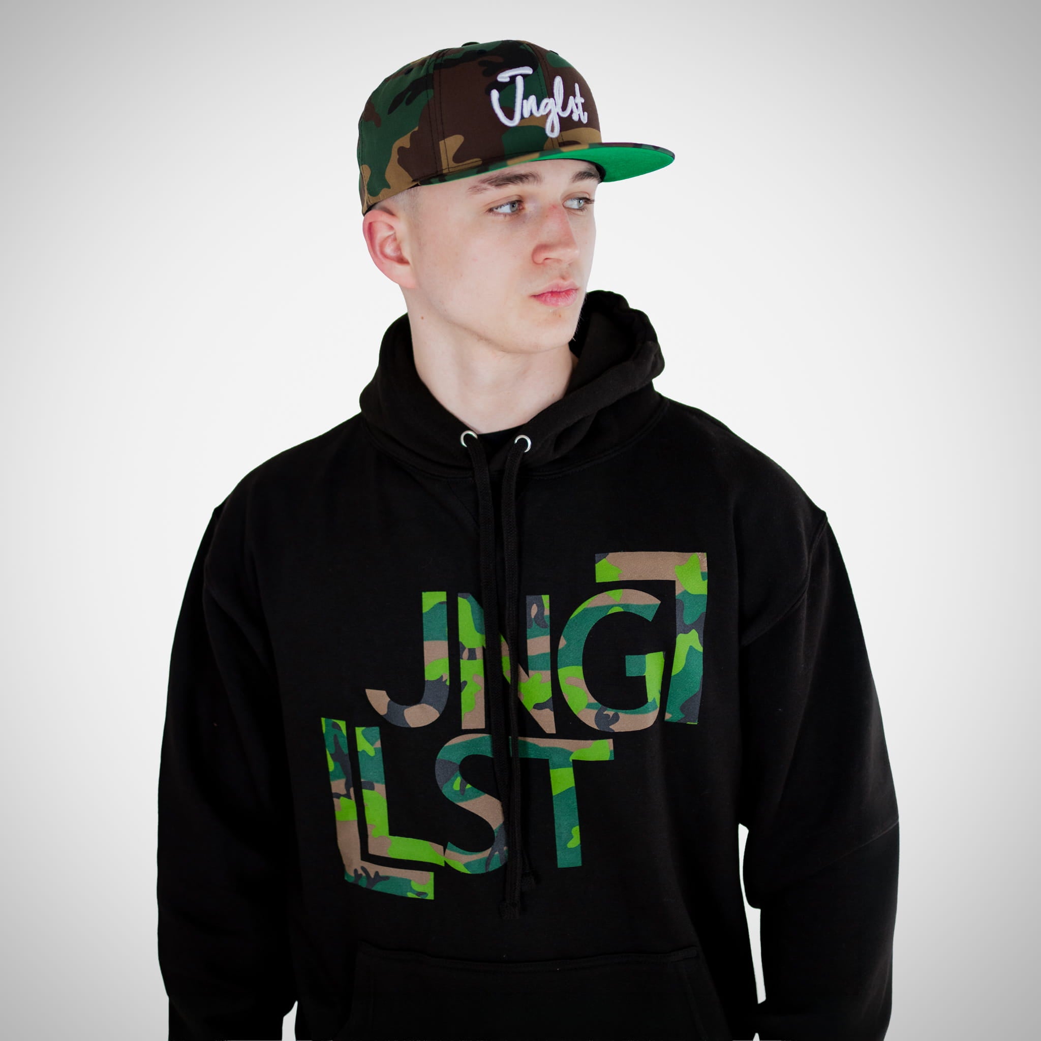 JNGLST Camo On Black Hoodie