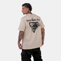 Born Outta Fire Flaming Skull T-Shirt - Natural