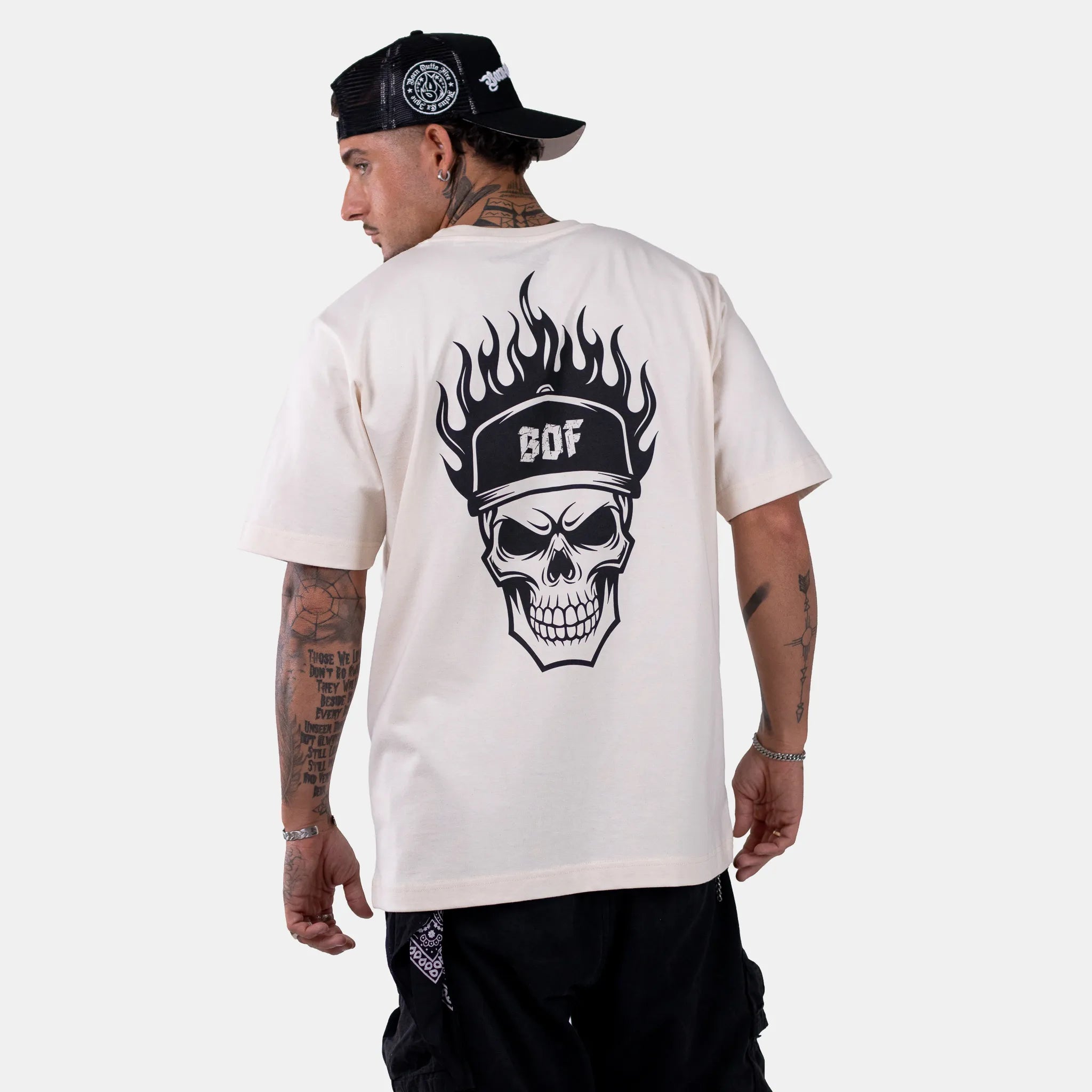 Born Outta Fire BOF Skull T-Shirt - Natural