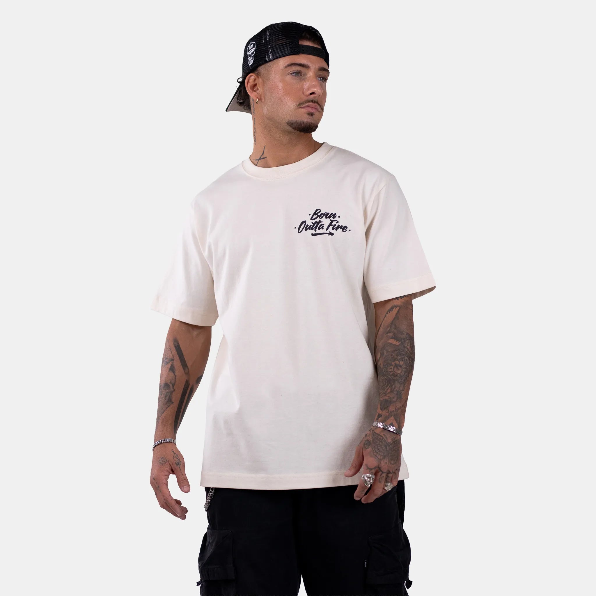 Born Outta Fire BOF Skull T-Shirt - Natural