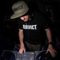 Addict Stencil Cap Olive Worn by DJ