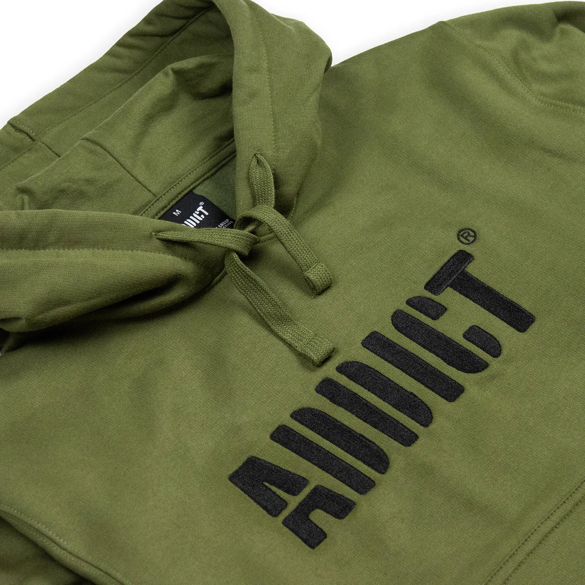 Addict Stencil Pullover Hoody Olive Hem