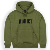 Addict Stencil Pullover Hoody Olive