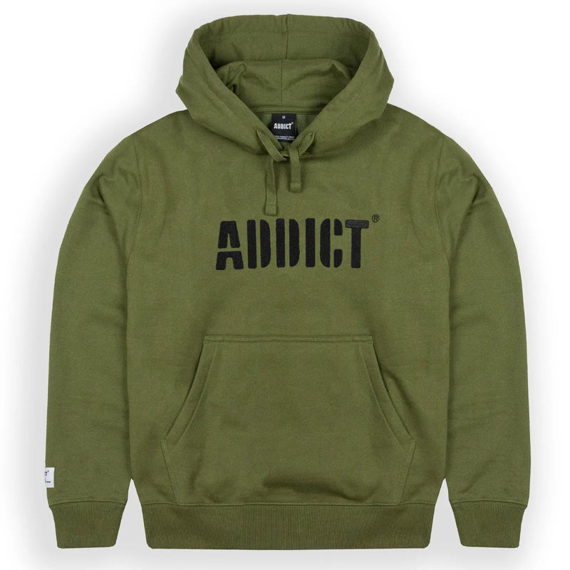 Addict Stencil Pullover Hoody Olive