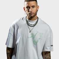 Oversized White and Aloe Vulcan God of Fire T-Shirt