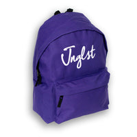 Purple backpack with 'Junglist' text on a white background