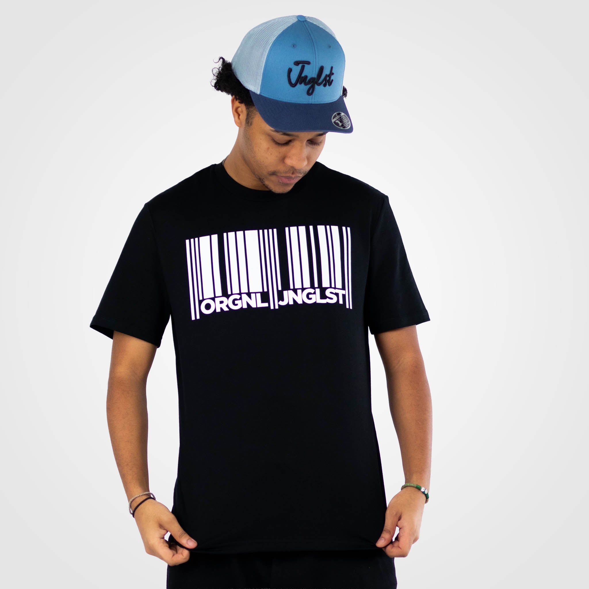 Original Junglist Barcode T-Shirt worn by model
