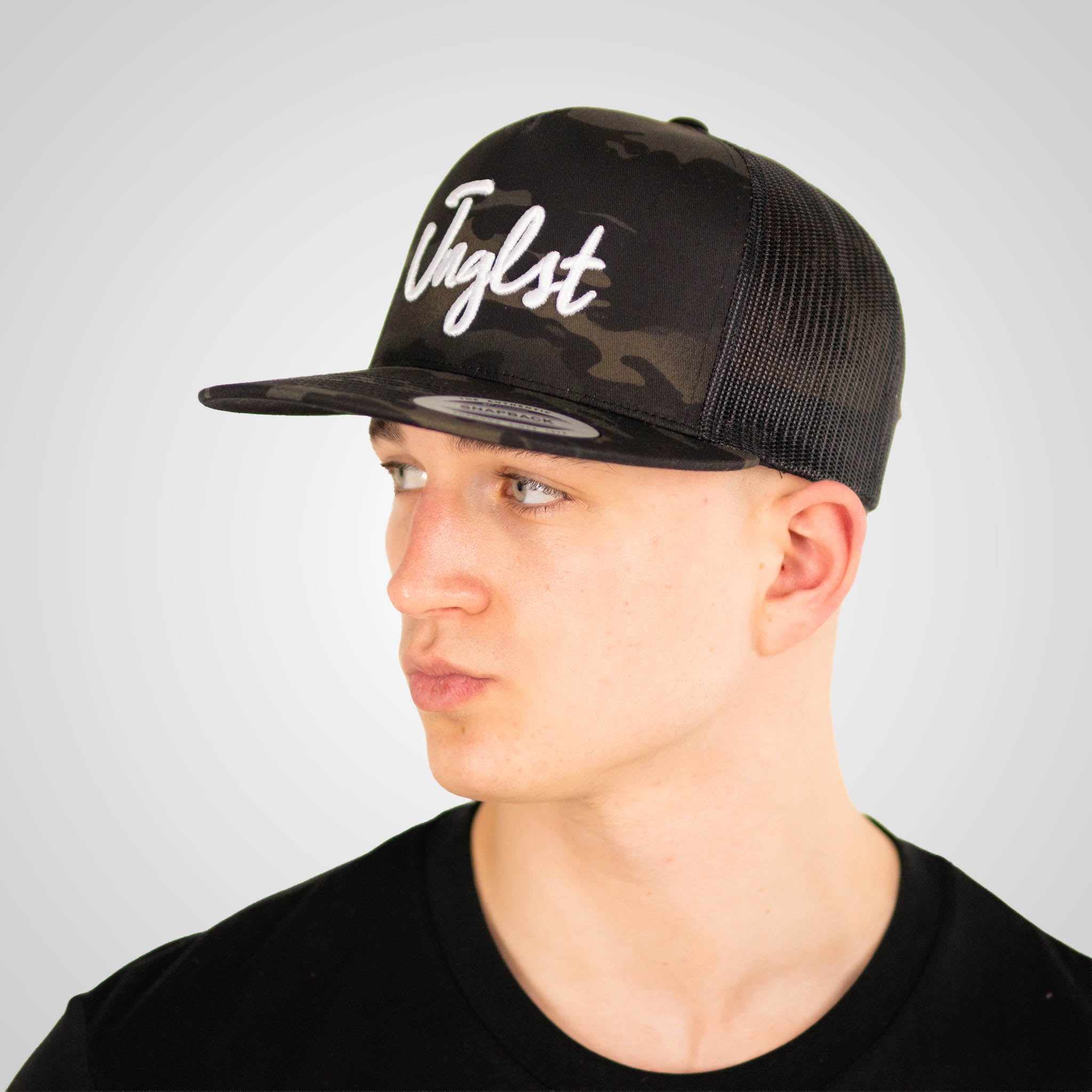Black Camo Junglist Trucker Cap
