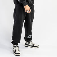 Black soft luxury tracksuit bottoms from british brand