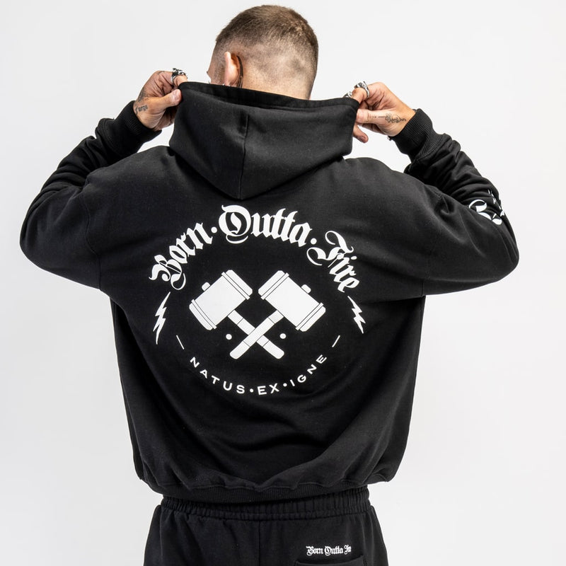 Black Born Outta Drum and Bass Fire Hoody