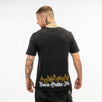 Black Molten Pulse T-Shirt with Orange Flames