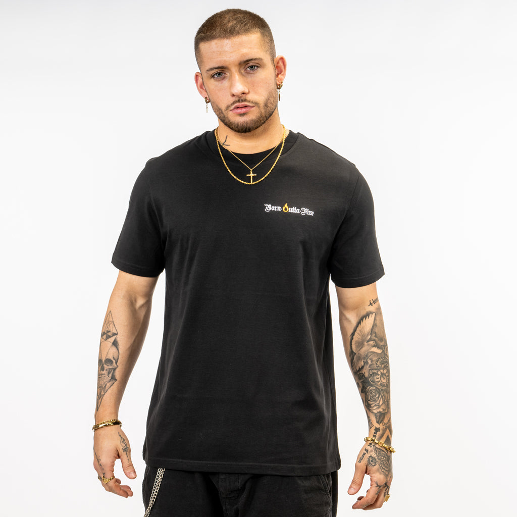 Black Molten Pulse With Orange Flame