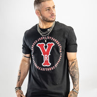 Black Yardrock Vintage T Shirt with red print