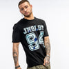 Blue Camo Junglist 94 on a Black T Shirt