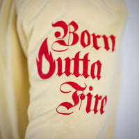 Born Outta Fire Hoody with Crimson Flame arm text