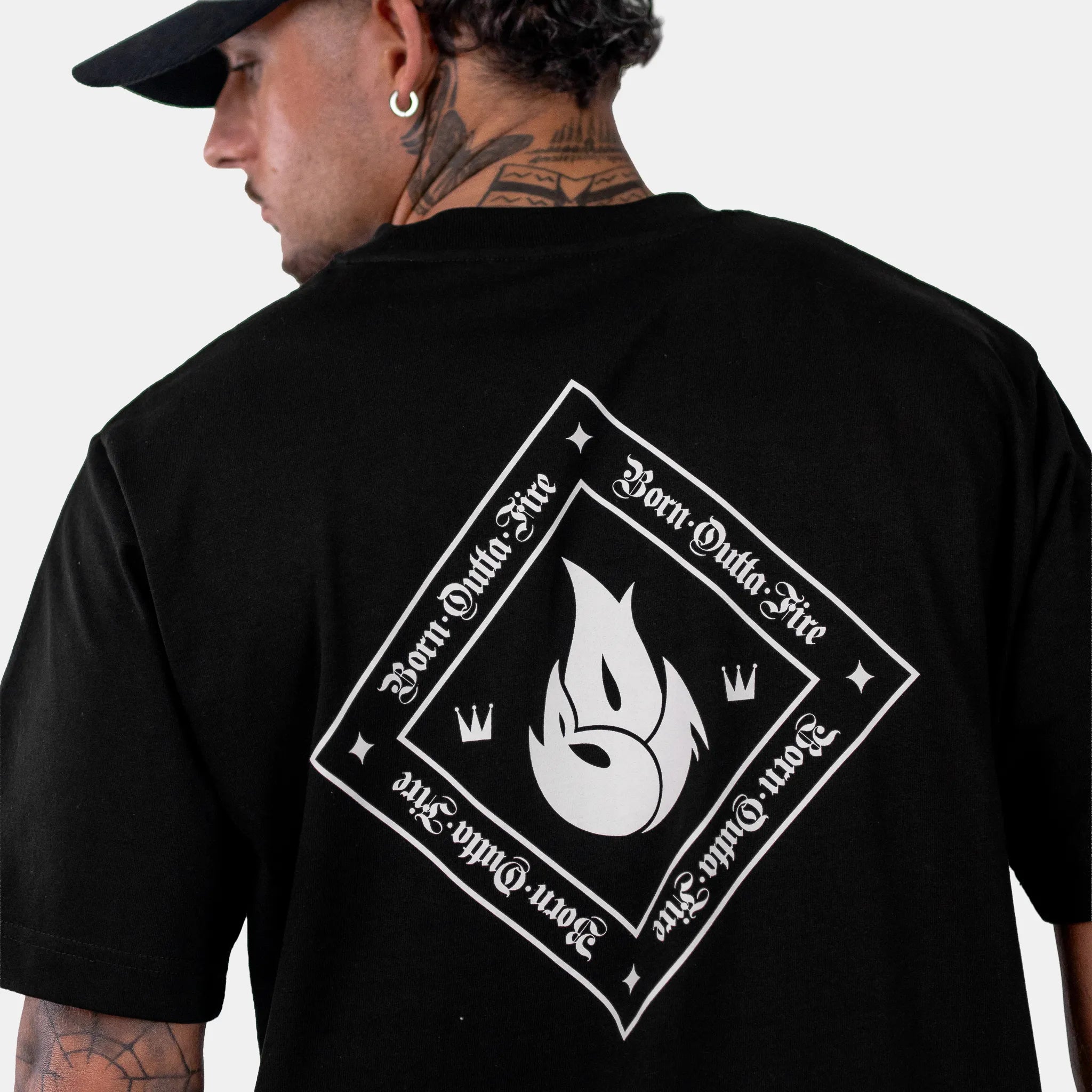 Born Outta Fire Flame Emblem T-Shirt - Black