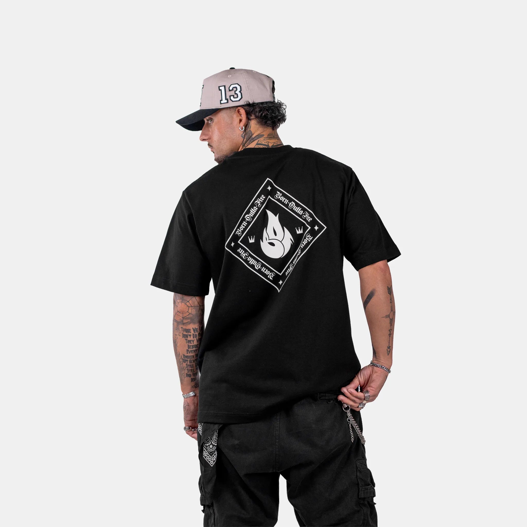 Born Outta Fire Flame Emblem T-Shirt - Black
