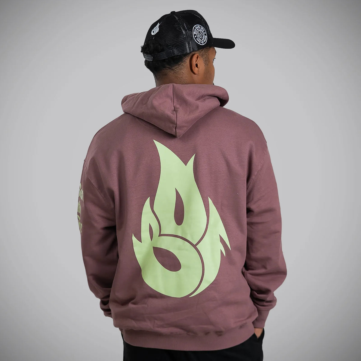 Born Outta Fire Drum and Bass Hoody Coffee Colour Back Print