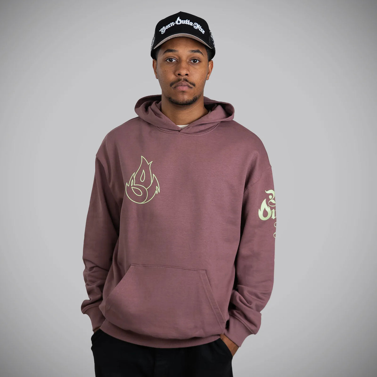 Born Outta Fire Drum and Bass Hoody Coffee Colour Junglist