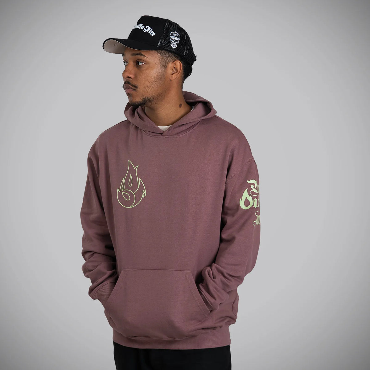 Born Outta Fire Drum and Bass Hoody Coffee Colour Pullover