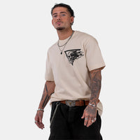 Born Outta Fire Flaming Skull T-Shirt - Natural
