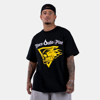 Born Outta Fire Flaming Skull Front Emblem T-Shirt Black/Yellow