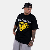 Born Outta Fire Flaming Skull Front Emblem T-Shirt Black/Yellow