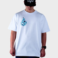 Blue Camo Fire Relaxed Fit White T-Shirt