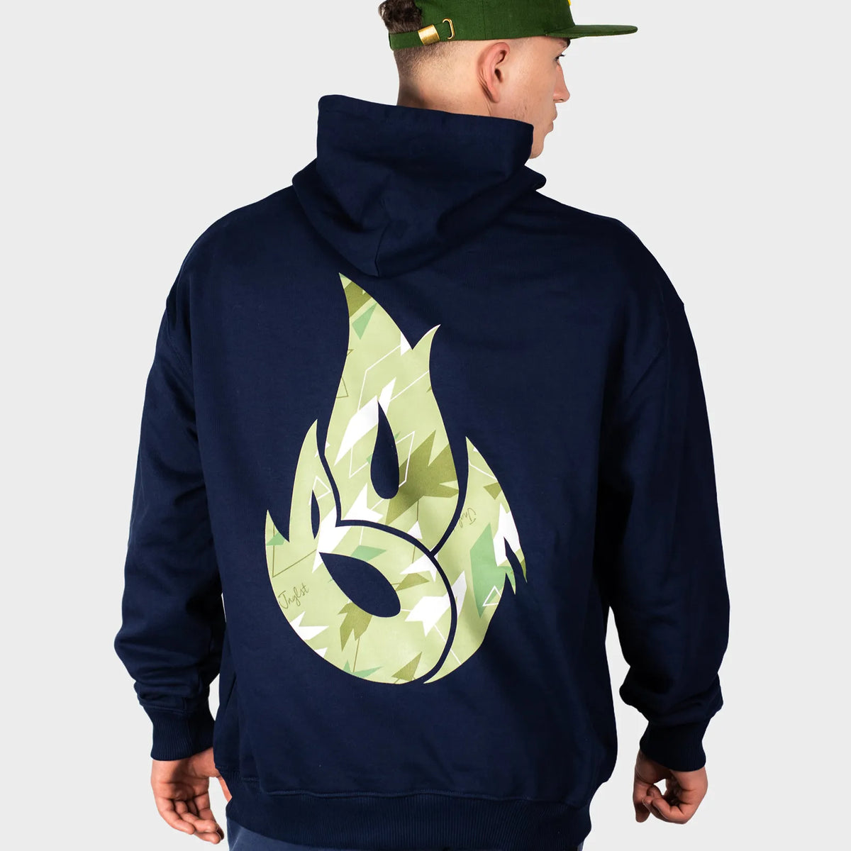 Green Camo Fire Navy Hoody