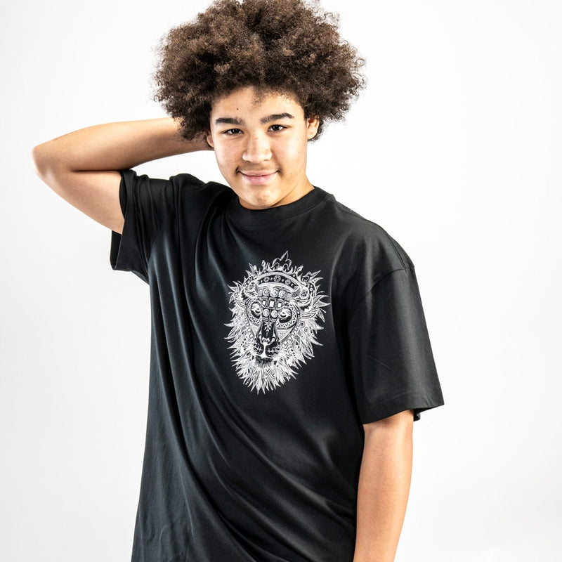 Black Oversized ROAR Lion T Shirt for Junglists