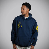 Born Outta Fire Yellow Flame On Navy Hoody DnB