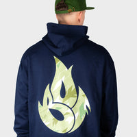 Green Camo Fire Navy Hoody