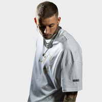 Oversized White and Sand Vulcan God of Fire T-Shirt