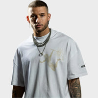 Oversized White and Sand Vulcan God of Fire T-Shirt