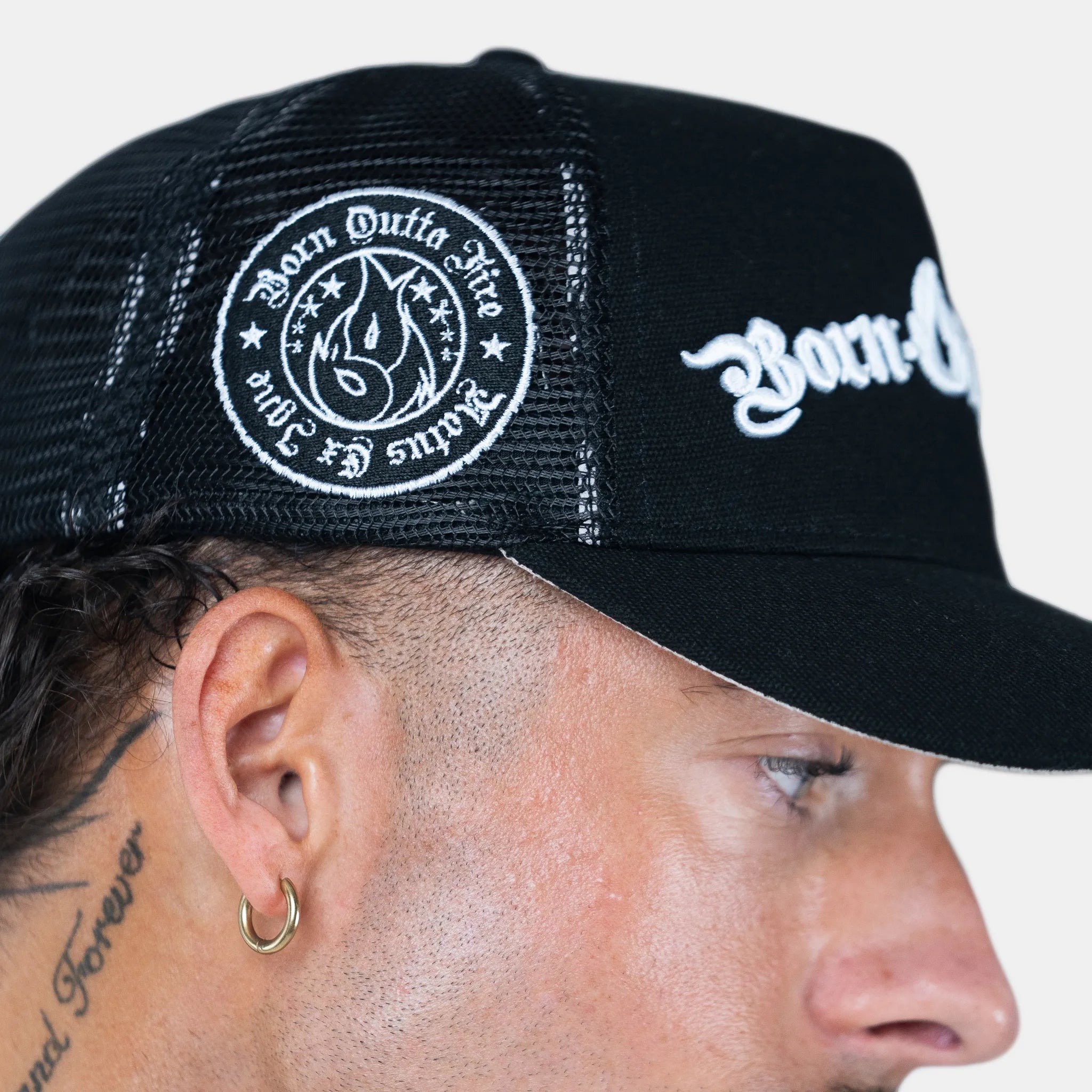 Born Outta Fire Trucker Cap - Black