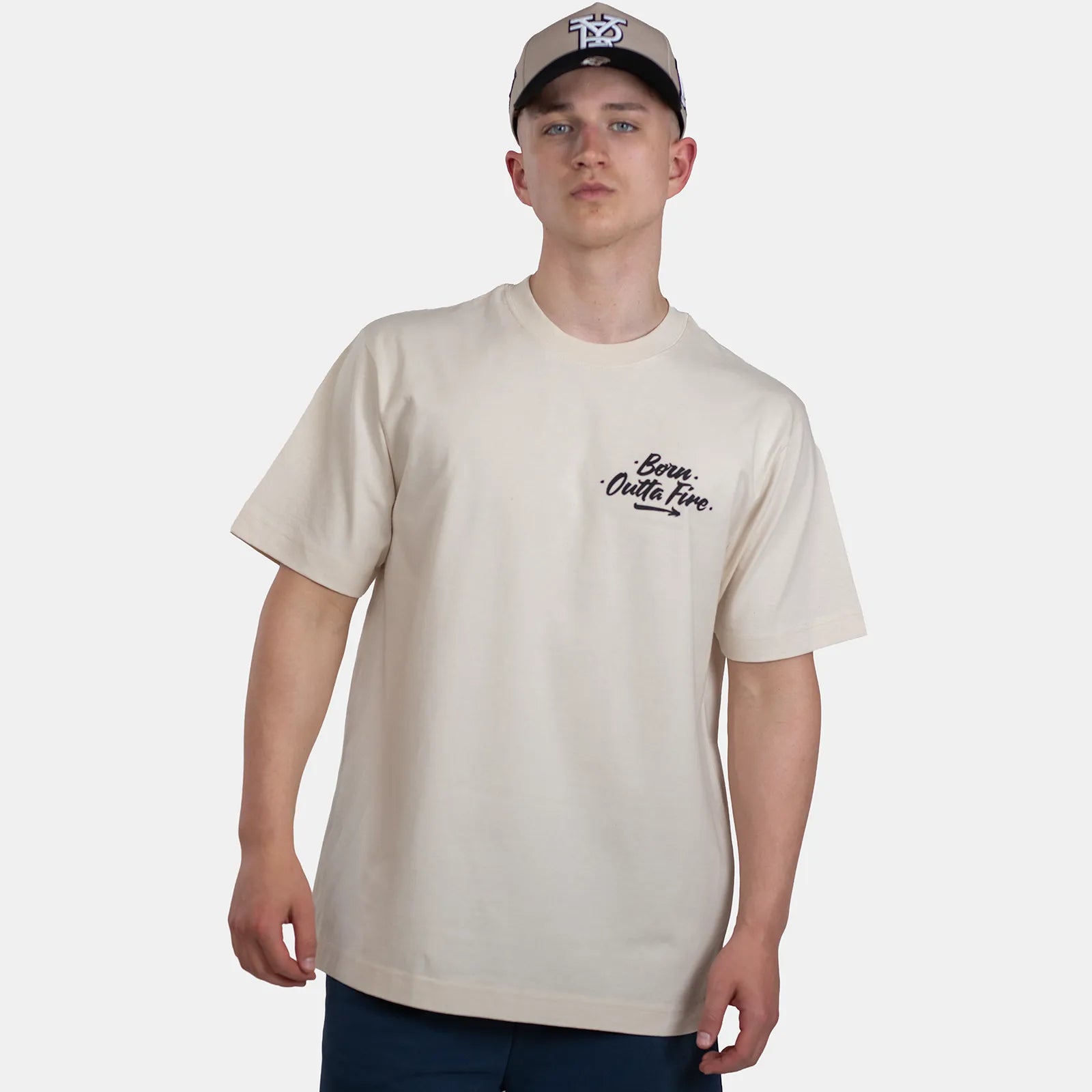 Born Outta Fire Flame Emblem T-Shirt - Natural