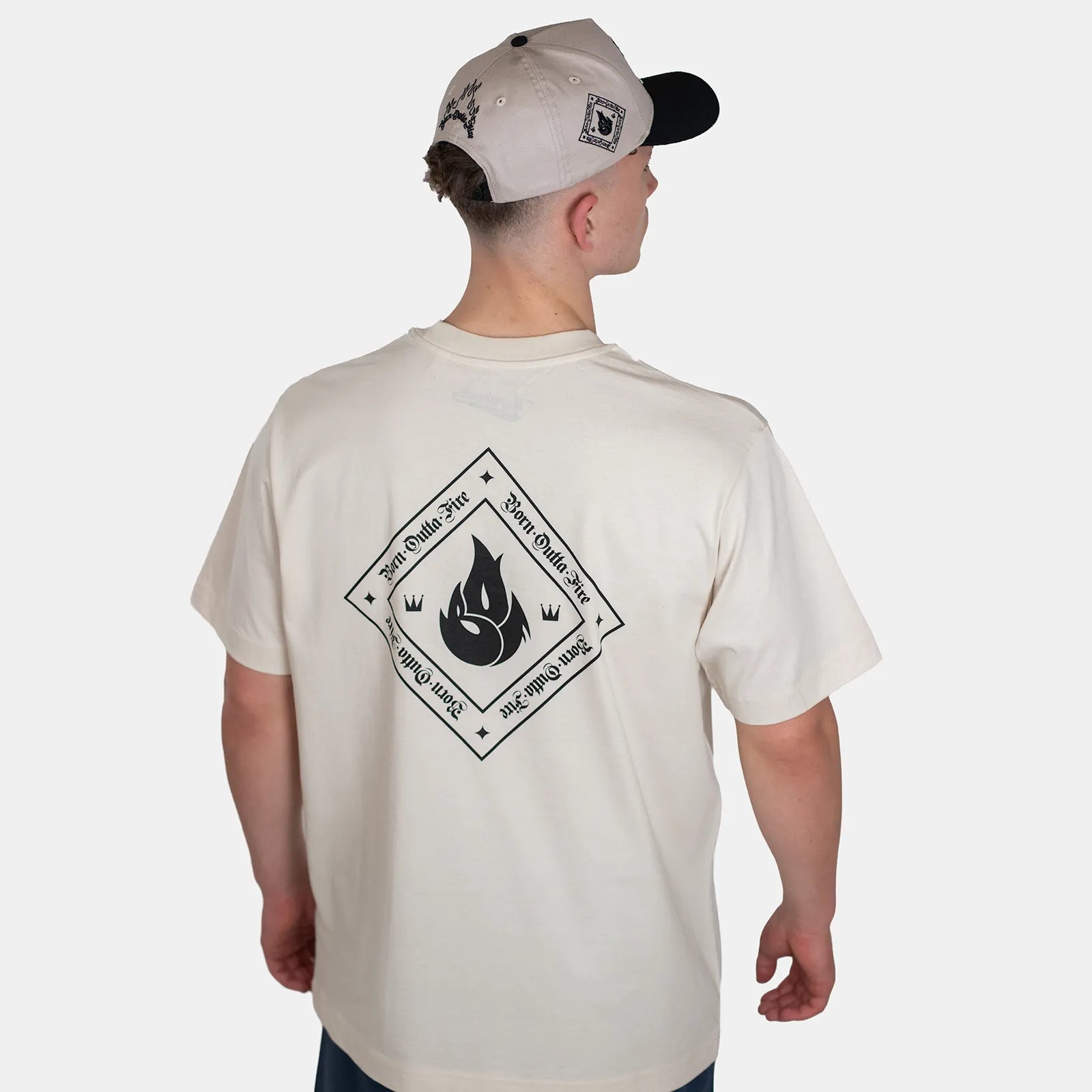 Born Outta Fire Flame Emblem T-Shirt - Natural