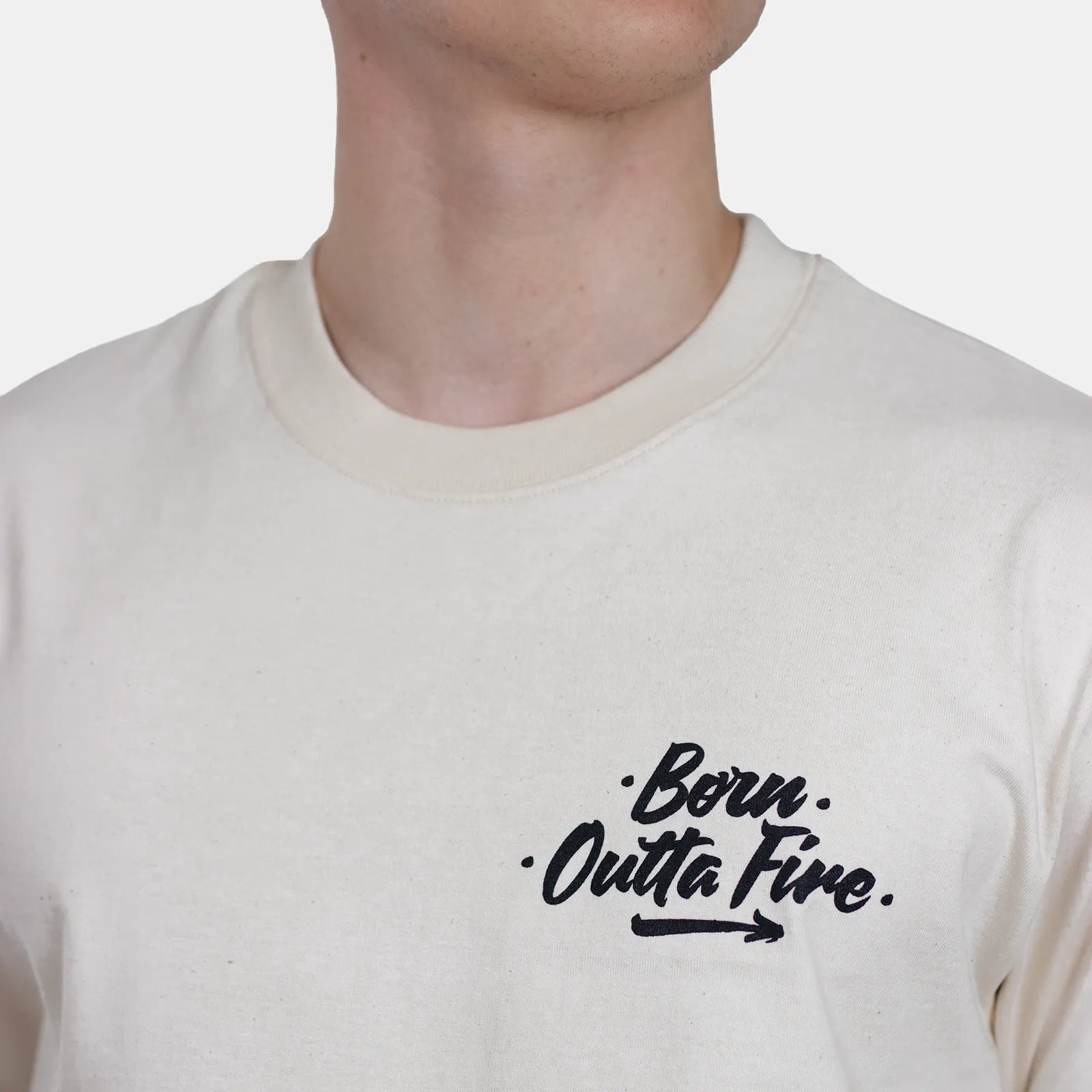 Born Outta Fire Flame Emblem T-Shirt - Natural