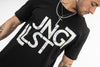 Cream Junglist Camo Design on a Black T Shirt
