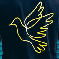 Neon yellow dove outline