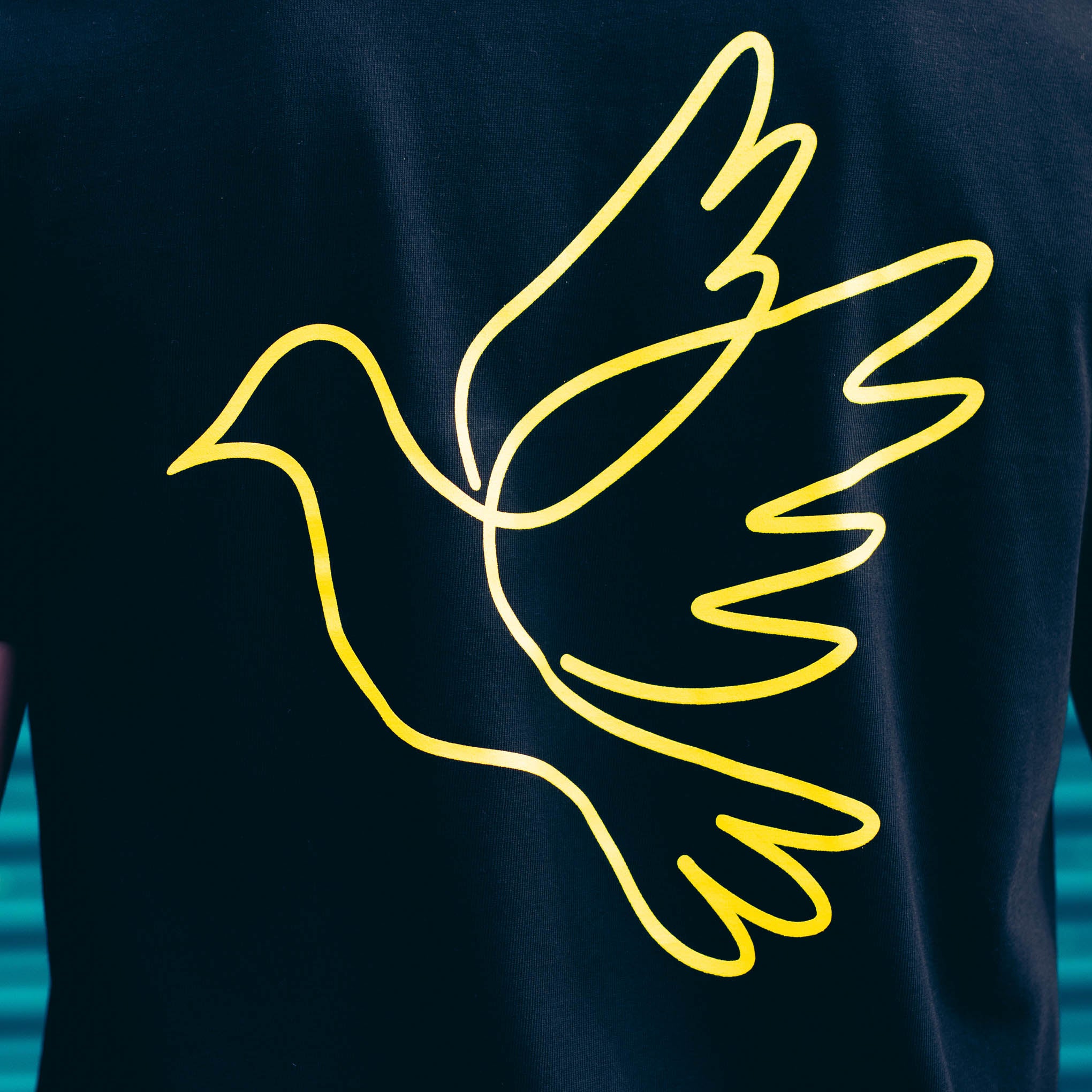 Neon yellow dove outline